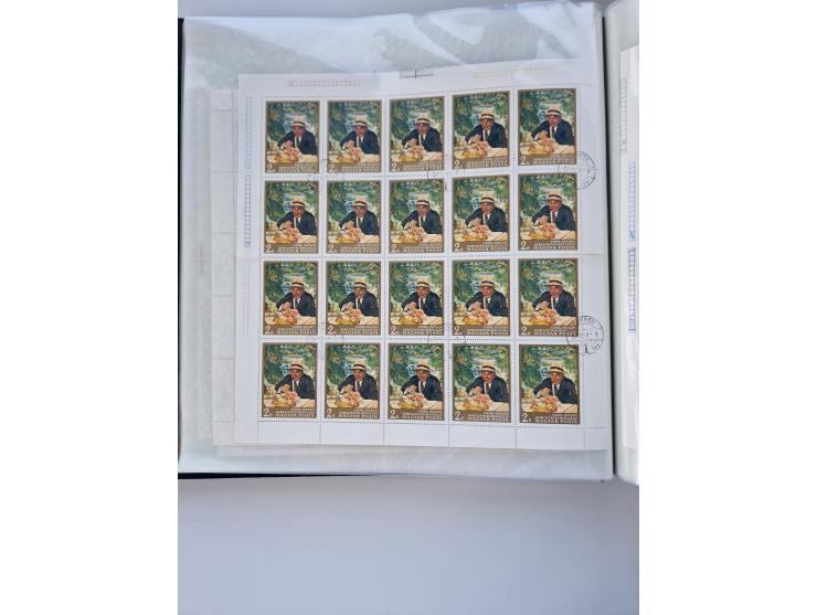1918/88, nine albums with complete sheets and parts of sheets, unmounted mint and used with complete sets, motifs, postage du