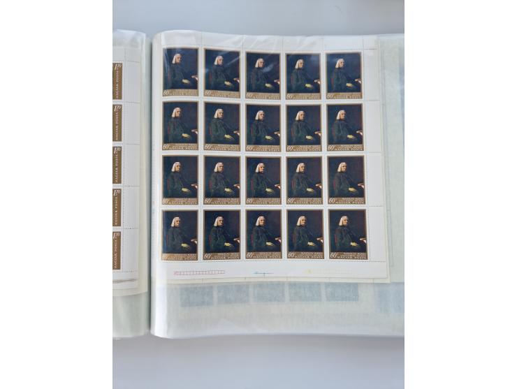 1918/88, nine albums with complete sheets and parts of sheets, unmounted mint and used with complete sets, motifs, postage du
