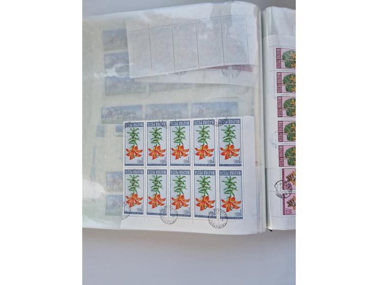 1918/88, nine albums with complete sheets and parts of sheets, unmounted mint and used with complete sets, motifs, postage du