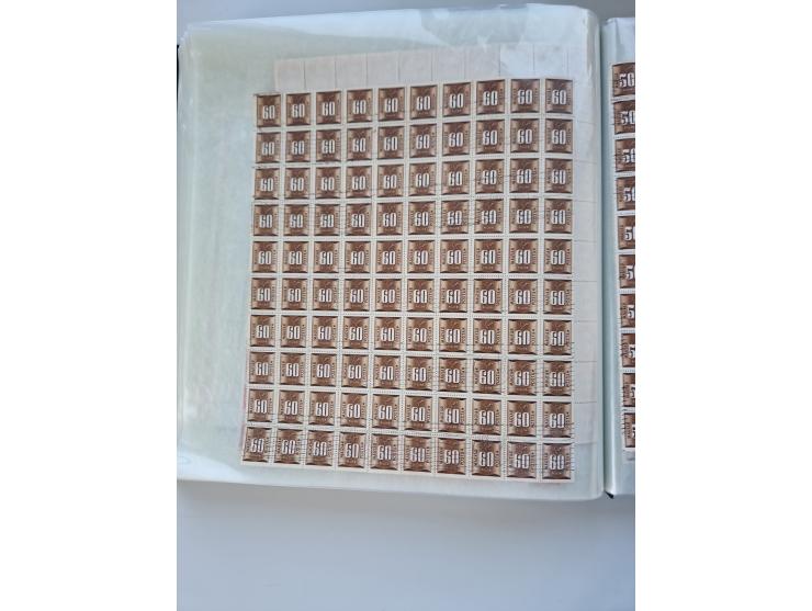 1918/88, nine albums with complete sheets and parts of sheets, unmounted mint and used with complete sets, motifs, postage du