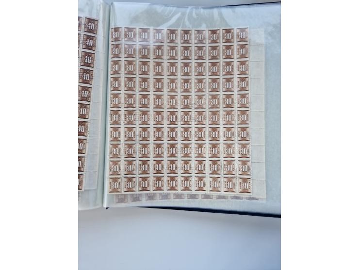 1918/88, nine albums with complete sheets and parts of sheets, unmounted mint and used with complete sets, motifs, postage du