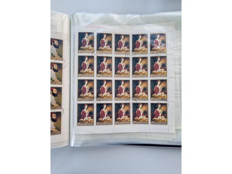 1918/88, nine albums with complete sheets and parts of sheets, unmounted mint and used with complete sets, motifs, postage du
