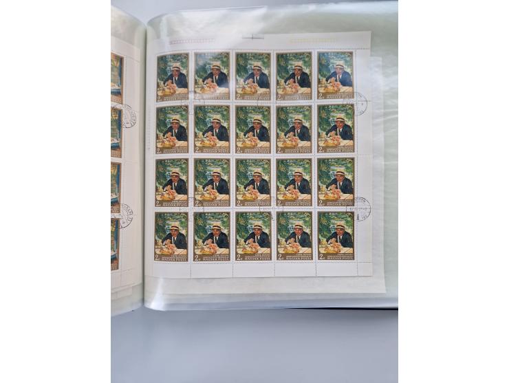 1918/88, nine albums with complete sheets and parts of sheets, unmounted mint and used with complete sets, motifs, postage du