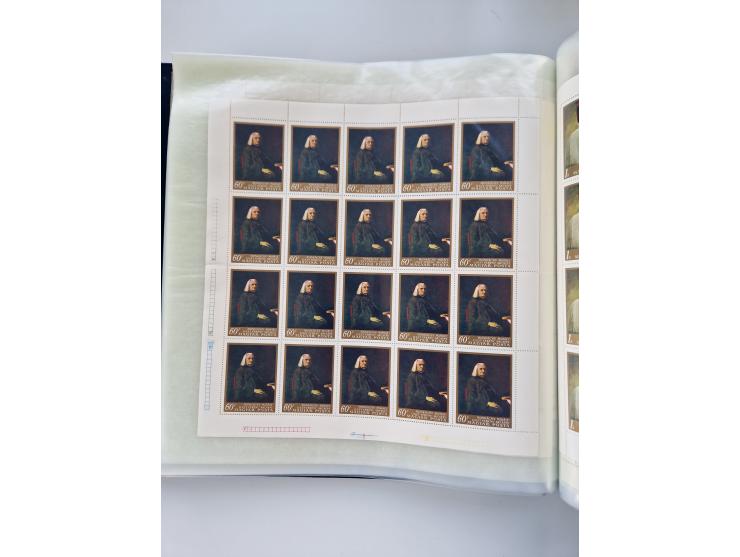 1918/88, nine albums with complete sheets and parts of sheets, unmounted mint and used with complete sets, motifs, postage du