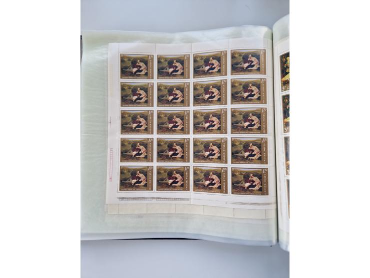 1918/88, nine albums with complete sheets and parts of sheets, unmounted mint and used with complete sets, motifs, postage du