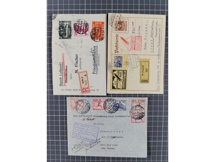 1870/1936 (ca.), 25 Belege, dabei Zeppelin, Raketenpost, Schleuderflug, Ballon montee, etc.