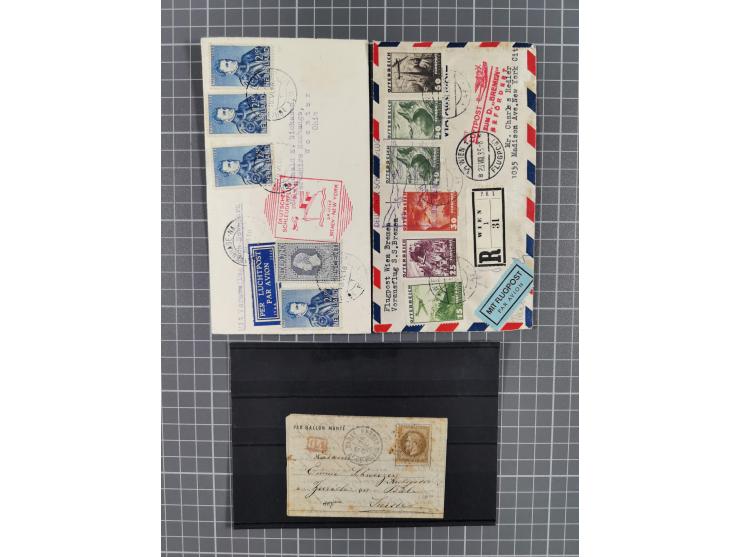 1870/1936 (ca.), 25 Belege, dabei Zeppelin, Raketenpost, Schleuderflug, Ballon montee, etc.