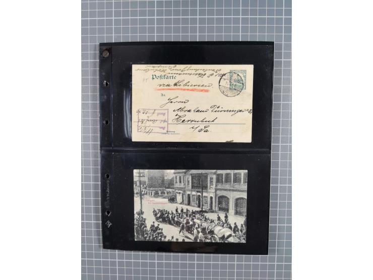 1901/12, ca. 40 ungebrauchte und gebrauchte Ganzsachen inkl. einiger Ansichtskarten und Post nach Kiautschou, dabei u.a. Mitl