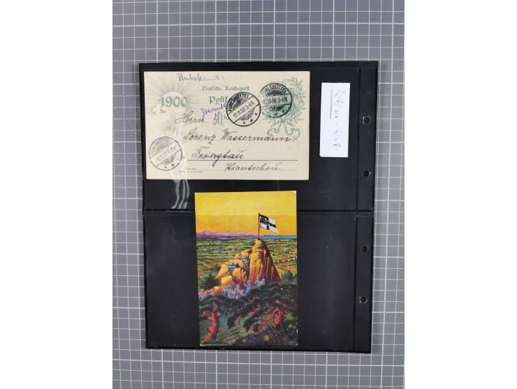 1901/12, ca. 40 ungebrauchte und gebrauchte Ganzsachen inkl. einiger Ansichtskarten und Post nach Kiautschou, dabei u.a. Mitl