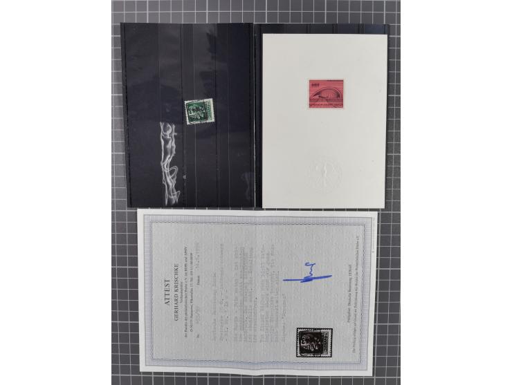 1923/2018, interessante kleine Partie, dabei bessere Memel, ungezähnte Liechtenstein-Blocks, Vorlagekartons Berlin, etc.