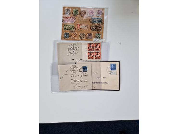 1915/44 (ca.), Nebengebiete, rund 250 Briefe, Karten und Ganzsachen mit einigen interessanten Stücken