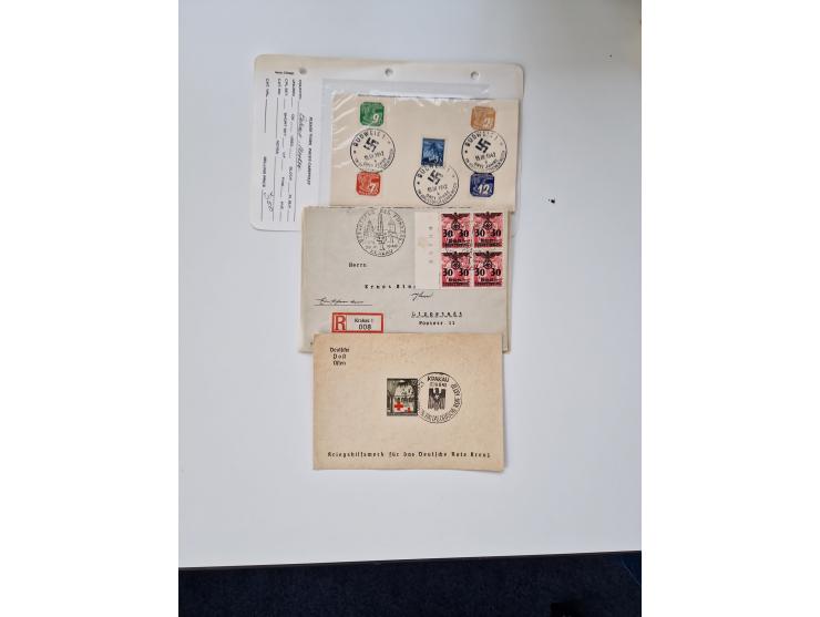 1915/44 (ca.), Nebengebiete, rund 250 Briefe, Karten und Ganzsachen mit einigen interessanten Stücken