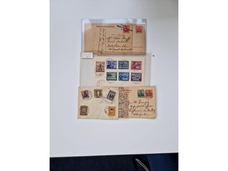 1915/44 (ca.), Nebengebiete, rund 250 Briefe, Karten und Ganzsachen mit einigen interessanten Stücken