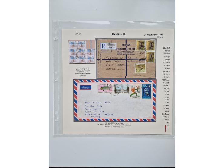 1980/2009, five-frame gold medal-winning exhibit collection “The Death of a Postal System - Zimbabwean Inflation 1980-2009”, 