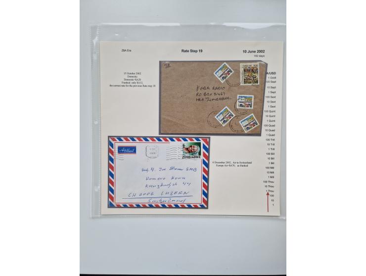 1980/2009, five-frame gold medal-winning exhibit collection “The Death of a Postal System - Zimbabwean Inflation 1980-2009”, 