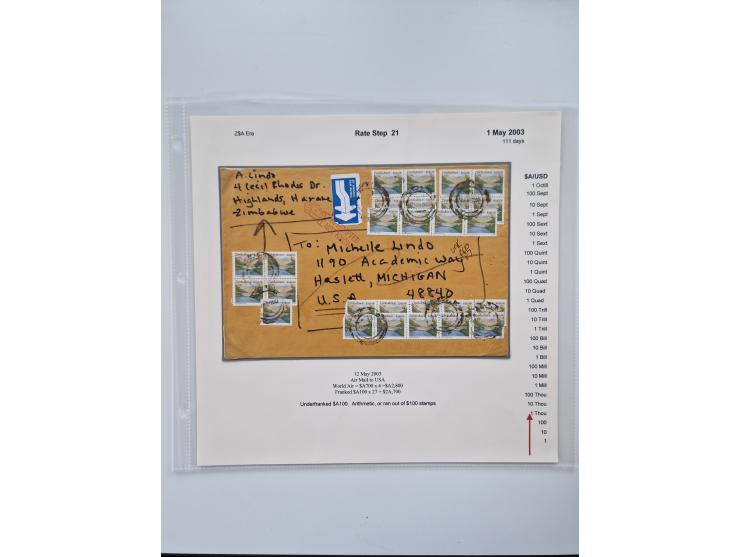 1980/2009, five-frame gold medal-winning exhibit collection “The Death of a Postal System - Zimbabwean Inflation 1980-2009”, 