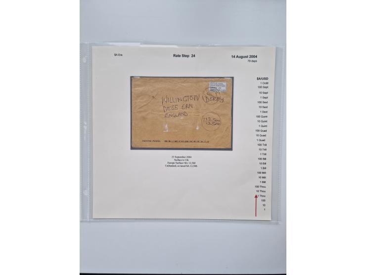 1980/2009, five-frame gold medal-winning exhibit collection “The Death of a Postal System - Zimbabwean Inflation 1980-2009”, 
