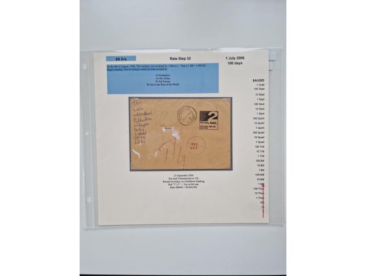 1980/2009, five-frame gold medal-winning exhibit collection “The Death of a Postal System - Zimbabwean Inflation 1980-2009”, 