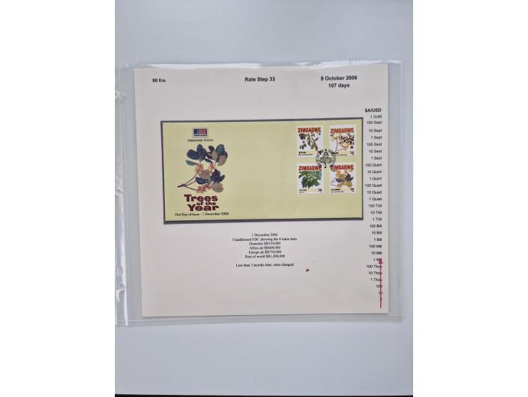 1980/2009, five-frame gold medal-winning exhibit collection “The Death of a Postal System - Zimbabwean Inflation 1980-2009”, 