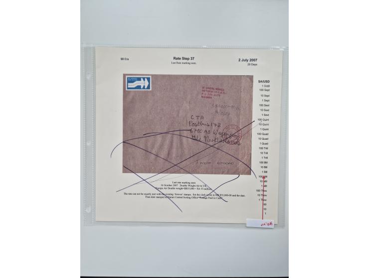 1980/2009, five-frame gold medal-winning exhibit collection “The Death of a Postal System - Zimbabwean Inflation 1980-2009”, 