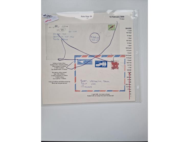 1980/2009, five-frame gold medal-winning exhibit collection “The Death of a Postal System - Zimbabwean Inflation 1980-2009”, 
