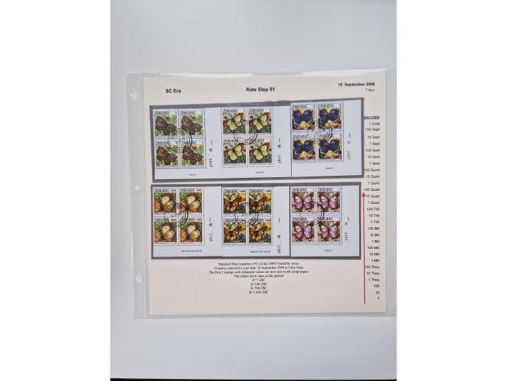 1980/2009, five-frame gold medal-winning exhibit collection “The Death of a Postal System - Zimbabwean Inflation 1980-2009”, 