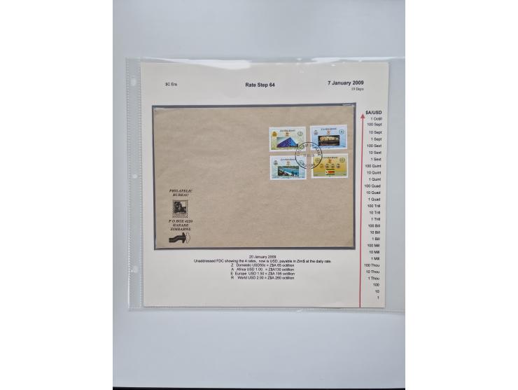 1980/2009, five-frame gold medal-winning exhibit collection “The Death of a Postal System - Zimbabwean Inflation 1980-2009”, 