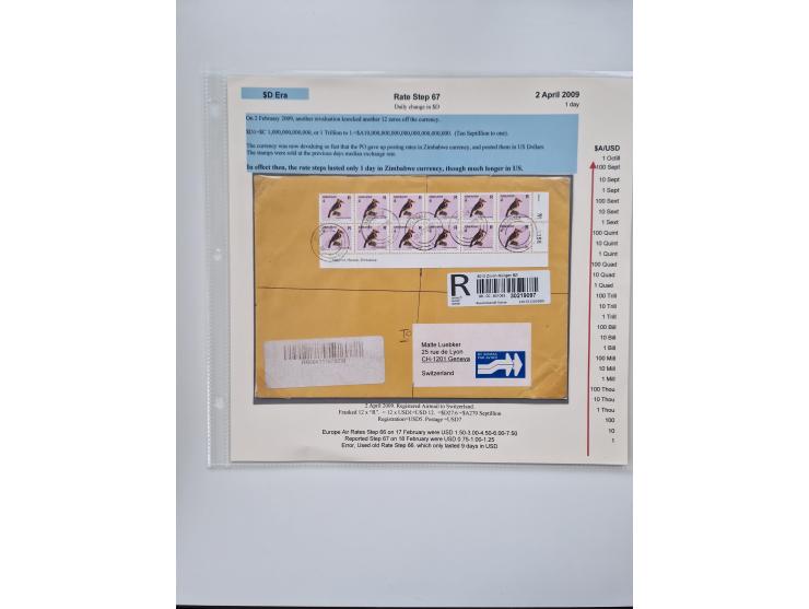 1980/2009, five-frame gold medal-winning exhibit collection “The Death of a Postal System - Zimbabwean Inflation 1980-2009”, 