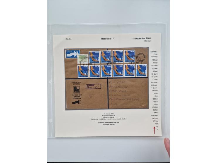 1980/2009, five-frame gold medal-winning exhibit collection “The Death of a Postal System - Zimbabwean Inflation 1980-2009”, 