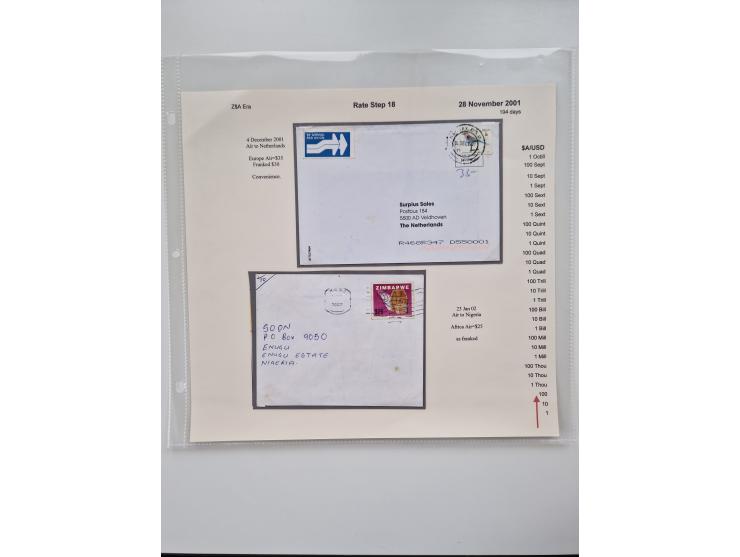 1980/2009, five-frame gold medal-winning exhibit collection “The Death of a Postal System - Zimbabwean Inflation 1980-2009”, 