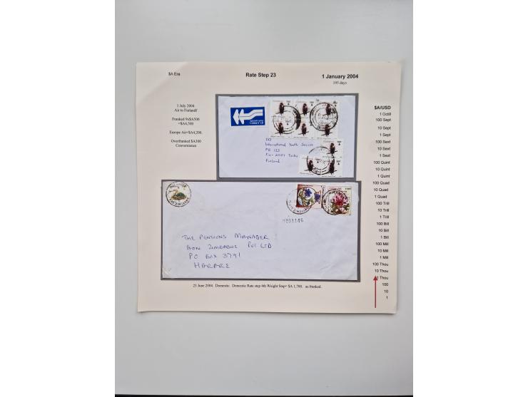 1980/2009, five-frame gold medal-winning exhibit collection “The Death of a Postal System - Zimbabwean Inflation 1980-2009”, 