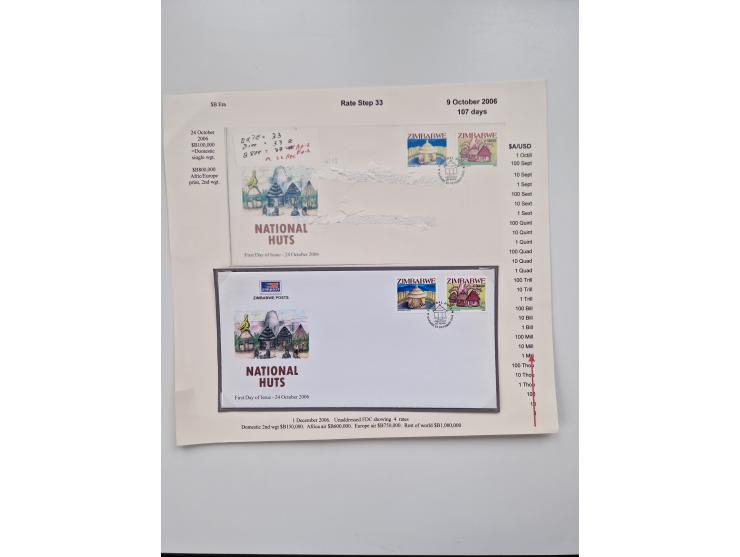 1980/2009, five-frame gold medal-winning exhibit collection “The Death of a Postal System - Zimbabwean Inflation 1980-2009”, 