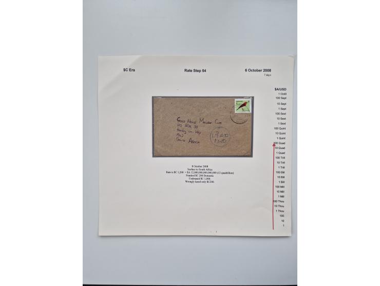 1980/2009, five-frame gold medal-winning exhibit collection “The Death of a Postal System - Zimbabwean Inflation 1980-2009”, 