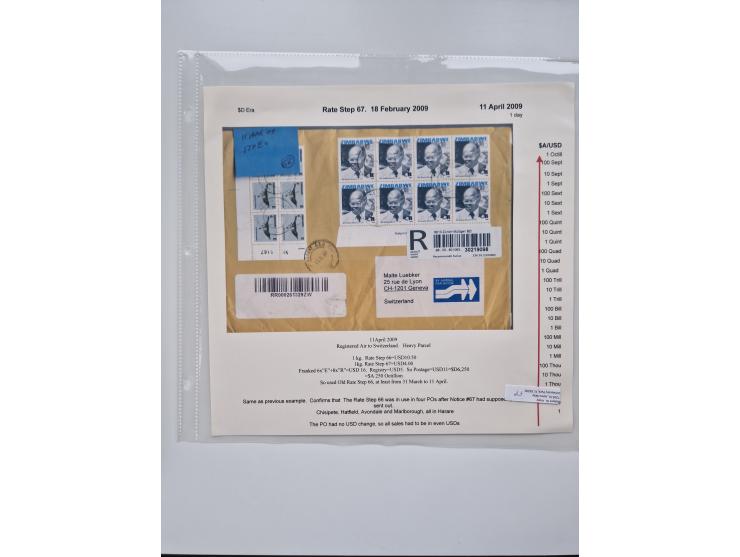 1980/2009, five-frame gold medal-winning exhibit collection “The Death of a Postal System - Zimbabwean Inflation 1980-2009”, 