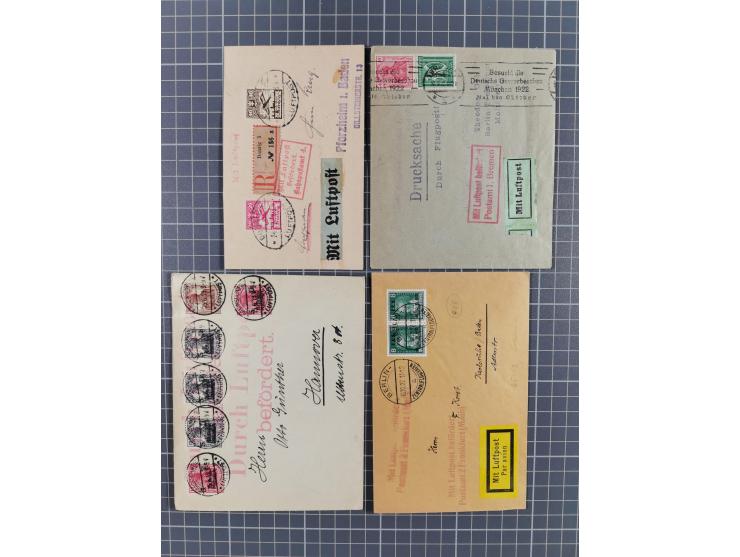 1919/30, über 500 Karten, GSK und Briefe mit Flugpost-Stempeln, dabei frühe Luftpost-Feldpost 1918, Privat-GSK, Sonderkarten,