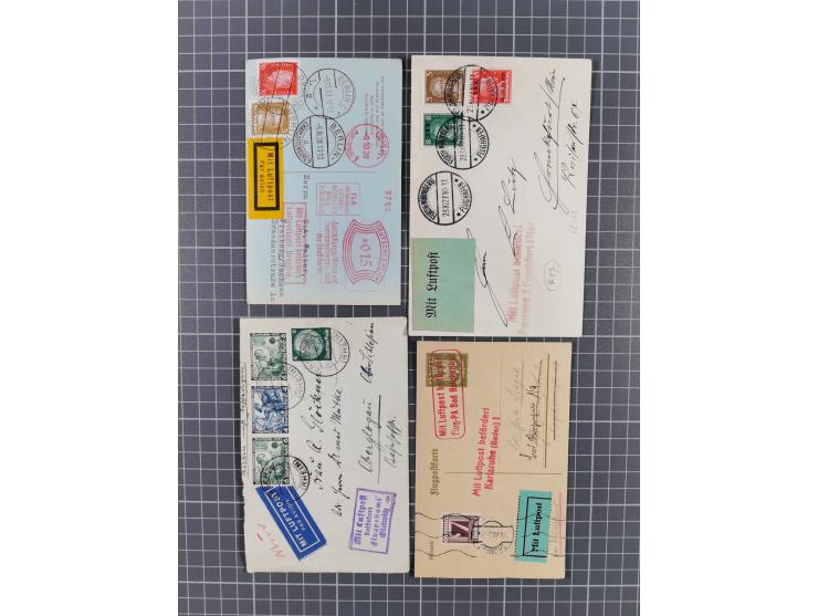 1919/30, über 500 Karten, GSK und Briefe mit Flugpost-Stempeln, dabei frühe Luftpost-Feldpost 1918, Privat-GSK, Sonderkarten,