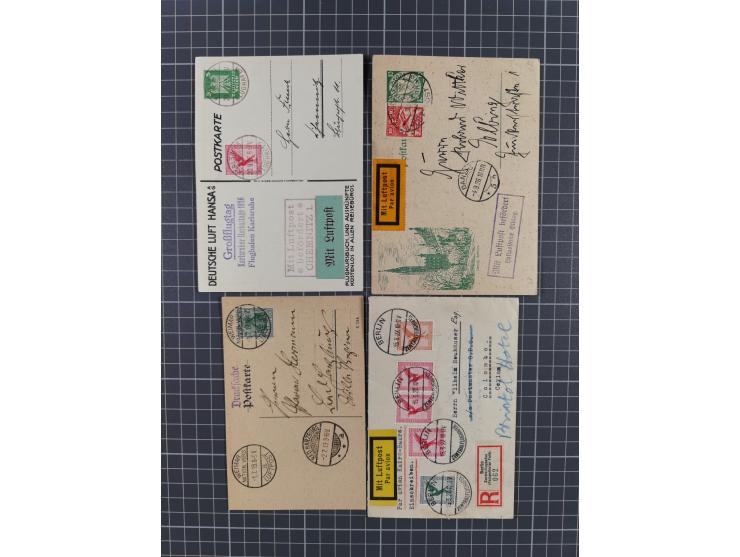 1919/30, über 500 Karten, GSK und Briefe mit Flugpost-Stempeln, dabei frühe Luftpost-Feldpost 1918, Privat-GSK, Sonderkarten,