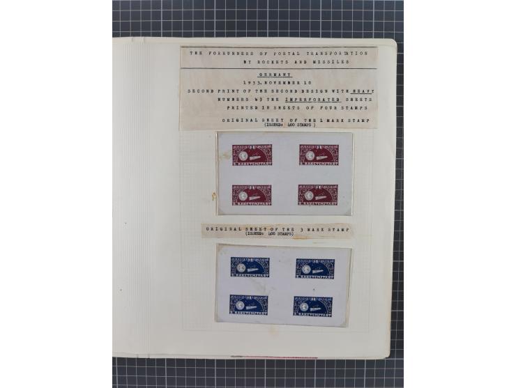 1933/65, umfangreiche Dokumentation und Sammlung “Gerhard Zucker - Raketenpost” mit frühen Briefen und Vignetten ab dem 1. Na