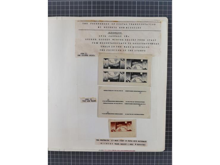 1933/65, umfangreiche Dokumentation und Sammlung “Gerhard Zucker - Raketenpost” mit frühen Briefen und Vignetten ab dem 1. Na