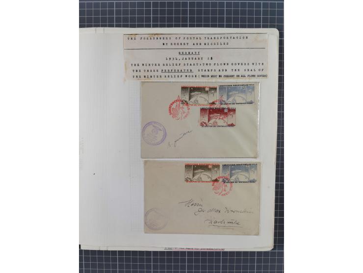 1933/65, umfangreiche Dokumentation und Sammlung “Gerhard Zucker - Raketenpost” mit frühen Briefen und Vignetten ab dem 1. Na