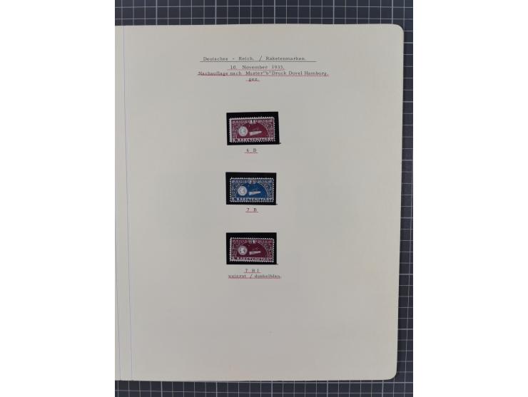 1933/65, umfangreiche Dokumentation und Sammlung “Gerhard Zucker - Raketenpost” mit frühen Briefen und Vignetten ab dem 1. Na