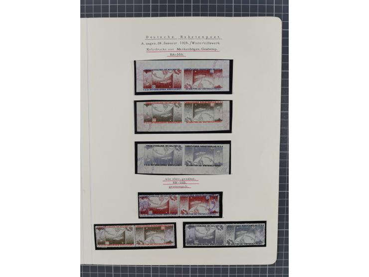 1933/65, umfangreiche Dokumentation und Sammlung “Gerhard Zucker - Raketenpost” mit frühen Briefen und Vignetten ab dem 1. Na