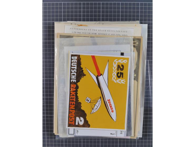 1933/65, umfangreiche Dokumentation und Sammlung “Gerhard Zucker - Raketenpost” mit frühen Briefen und Vignetten ab dem 1. Na