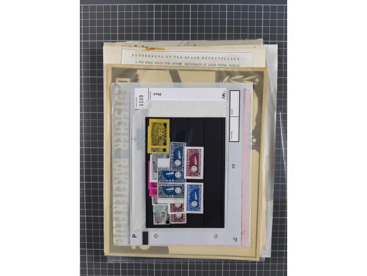 1933/65, umfangreiche Dokumentation und Sammlung “Gerhard Zucker - Raketenpost” mit frühen Briefen und Vignetten ab dem 1. Na