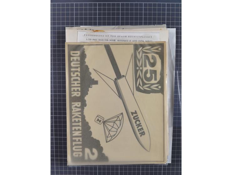 1933/65, umfangreiche Dokumentation und Sammlung “Gerhard Zucker - Raketenpost” mit frühen Briefen und Vignetten ab dem 1. Na