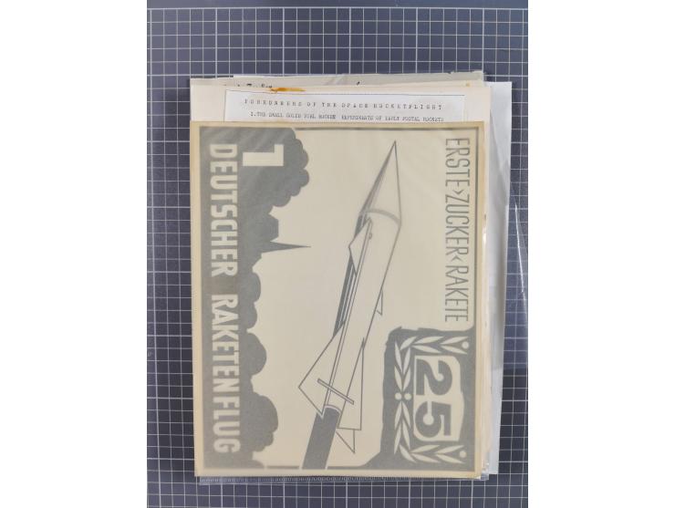 1933/65, umfangreiche Dokumentation und Sammlung “Gerhard Zucker - Raketenpost” mit frühen Briefen und Vignetten ab dem 1. Na