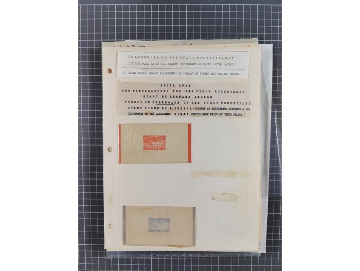 1933/65, umfangreiche Dokumentation und Sammlung “Gerhard Zucker - Raketenpost” mit frühen Briefen und Vignetten ab dem 1. Na