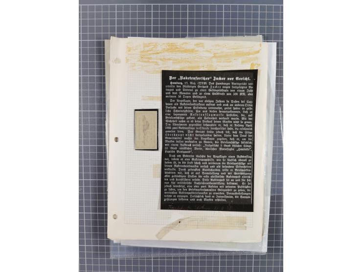 1933/65, umfangreiche Dokumentation und Sammlung “Gerhard Zucker - Raketenpost” mit frühen Briefen und Vignetten ab dem 1. Na