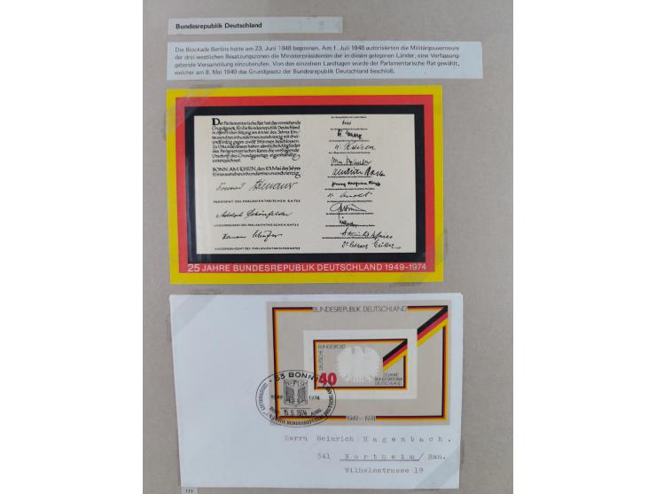 1815/1980 (ca.), interessante Sammlung 'Deutsche Geschichte', ausstellungsmäßig aufgezogen mit interessanten Belegen, dabei G