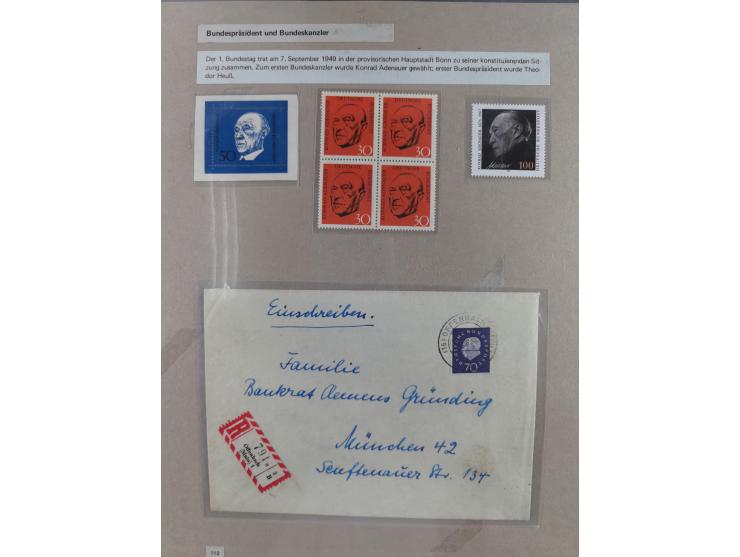 1815/1980 (ca.), interessante Sammlung 'Deutsche Geschichte', ausstellungsmäßig aufgezogen mit interessanten Belegen, dabei G